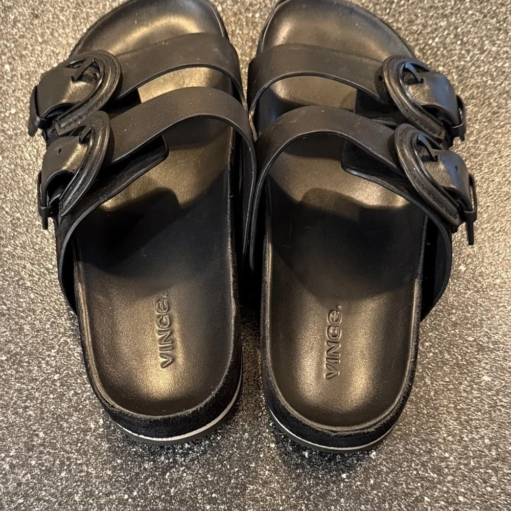 Vince Glyn Black Buckle Sandals - leather and suede - size 7 - Picture 3 of 6